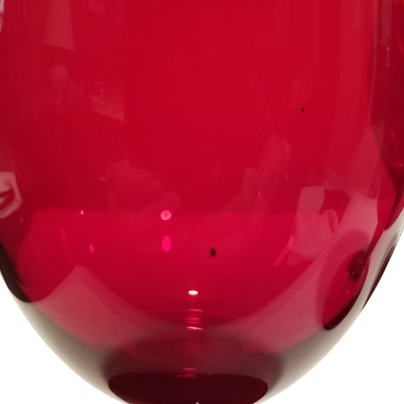 Ruby Red Wine Glass Set of 4 MCM Hand Blown Water/Wine Stemware Goblets - Picture 12 of 12